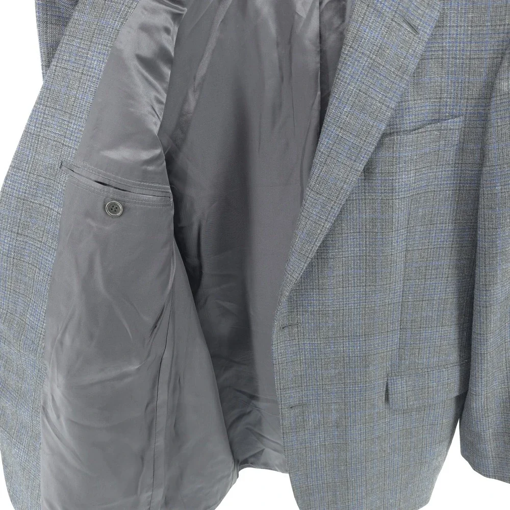 Brooks Brothers Men Sport Coat 100% Wool Grey Blue Glen Plaid 42R Madison Blazer
